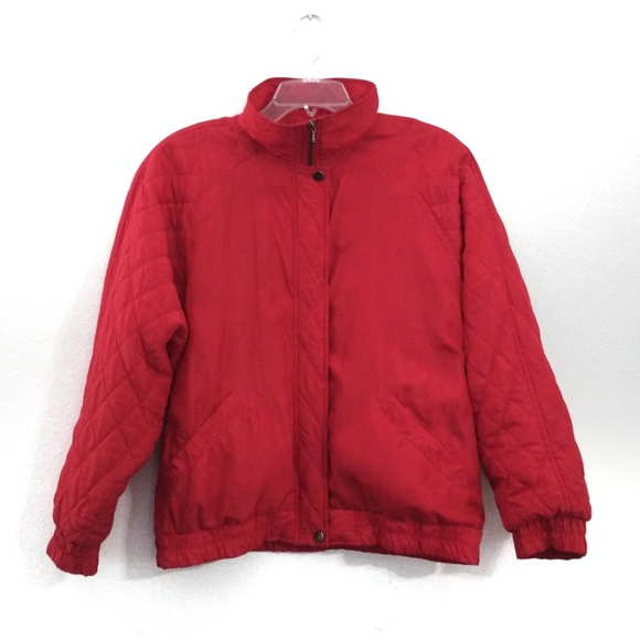 Milano Sport Vintage Red Silk Quilt Sleeve Jacket Small - Picture 2 of 4